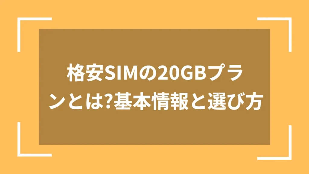 格安SIMの20GBプランとは?基本情報と選び方