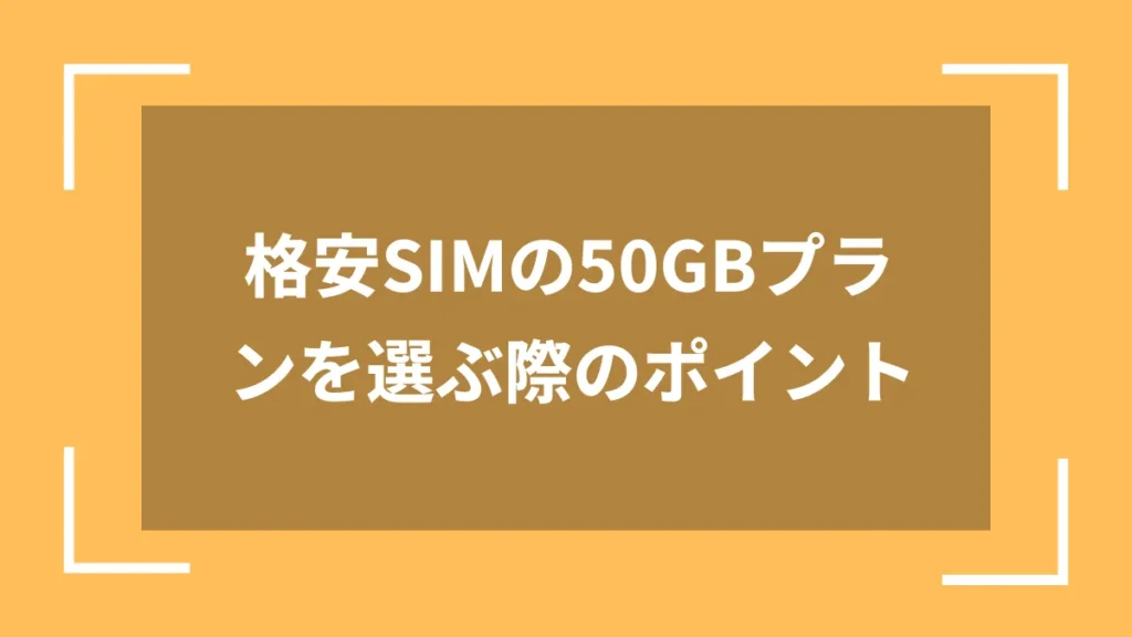 格安SIMの50GBプランを選ぶ際のポイント