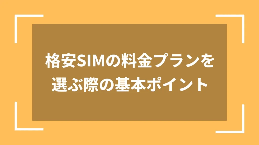 格安SIMの料金プランを選ぶ際の基本ポイント