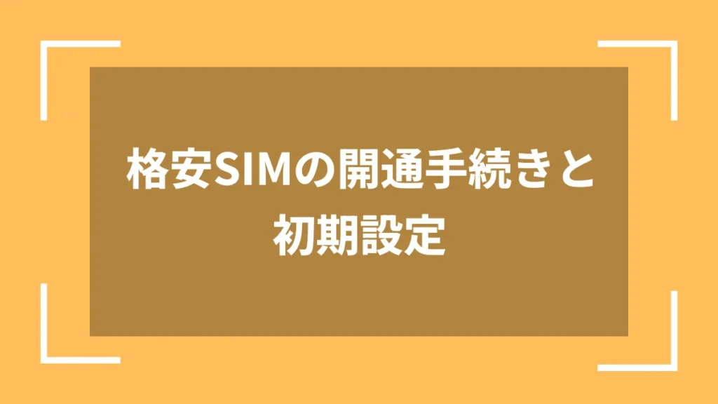 格安SIMの開通手続きと初期設定
