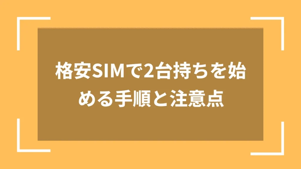 格安SIMで2台持ちを始める手順と注意点