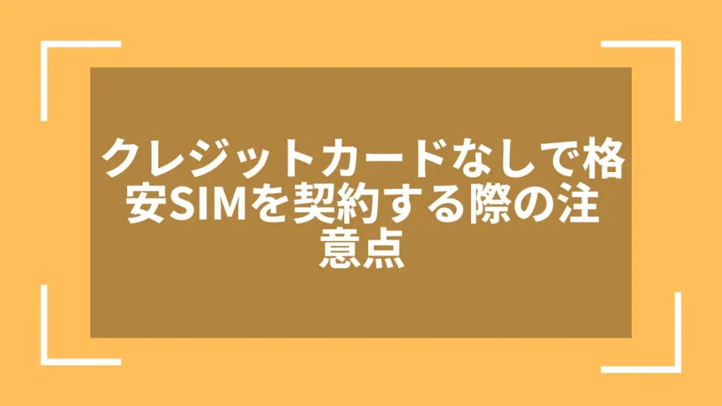 クレジットカードなしで格安SIMを契約する際の注意点